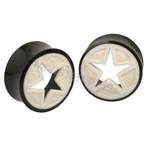    Carved Bone & Horn Star Organic Plugs 11mm 7/16 gauge Jewelry