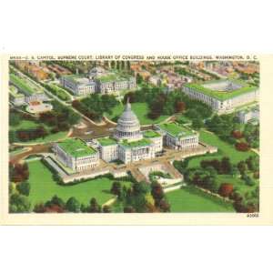 1940s Vintage Postcard U.S. Capitol, Supreme Court, Library of 