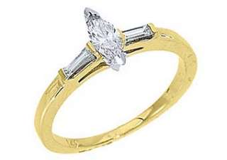 2CT WOMENS DIAMOND ENGAGEMENT WEDDING RING MARQUISE BAGUETTE CUT 