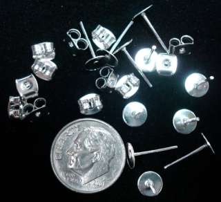 24 piece lot   Silver Plated 6mm Post Earring Pads with Backs FPE050 