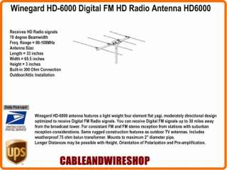 Winegard HD 6000 Digital FM HD Radio Antenna HD6000  