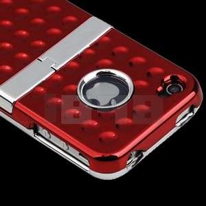 Deluxe Red 3D Designer Hard Case Cover W/ Chrome Stand for Apple 