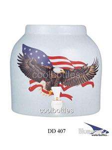 Eagle & USA Flag Porcelain Water Dispenser Crock 407  