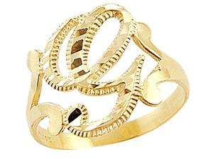      Letter Ring G Initial Band 14k Yellow Gold Cursive Alphabet