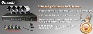 ZMODO 4CH CCTV Security Outdoor Camera DVR System 500GB  