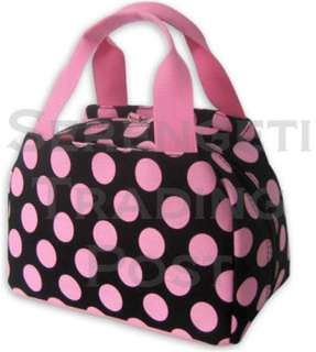   Polka Dots Lunch Bag Tote School Insulated Mylar Lined Hot Cold  