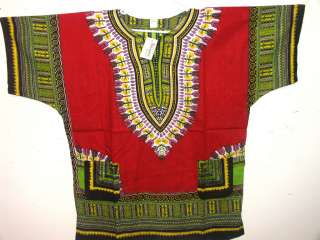   RED DASHIKI 100% Cotton African Fashion Ethnic Clothing OSFM  