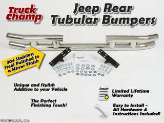 Rear Tube Bumper Tubular STAINLESS Steel Jeep Wrangler 87 95 YJ 97 06 