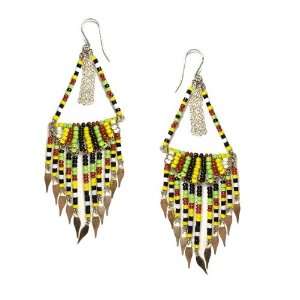    Island Harvest Cradle African Beaded Dangle Earrings Jewelry