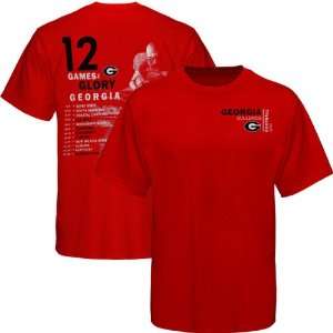  Georgia Bulldogs 2011 Football Schedule T Shirt   Red 