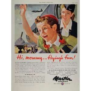  1946 Ad Martin Aircraft Airliner Plane Girl Stewardess 