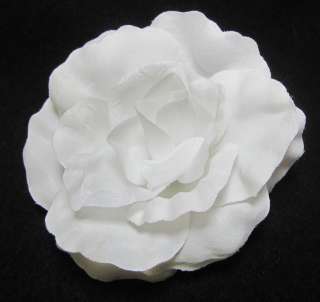 Bright White Rose Flower Hair Clip  