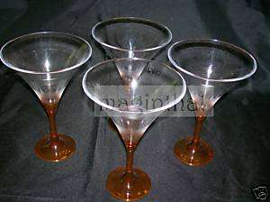 Tupperware Sheerly Elegant Stemware Martini 4 Amber New  