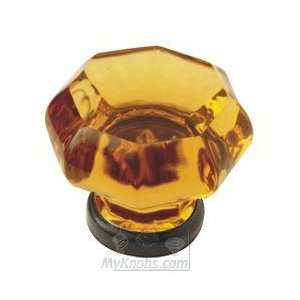 Glassware collection glass hexagonal knob 1 3/8 amber with black base