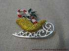 Christmas Sleigh w/ Candy Cane Brooch Pin New Vintage  