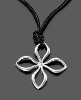   Black Leather Flower Pendant Necklace   Jewelry & Watchess