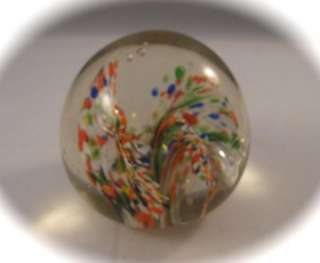 Vintage Glass Blown Multi Color Round Paperweight NEAT  