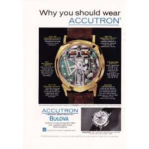 1963 Ad Accutron 401 Bulova Timepiece view of gears Wristwatch Watch 