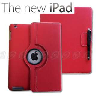   Rotating Leather Case Smart Cover w/Stylus Apple iPad 2, 3rd  