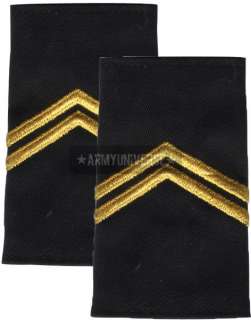 Black & Gold US Army ROTC Corporal Epaulette Patch Set  