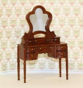 Artisan Hand Carved Walnut Ladies Vanity for the 112 scale miniature 