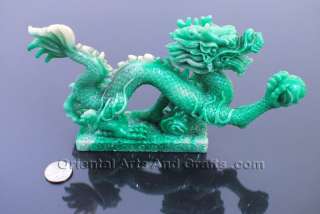 Stunning Dragon Statuary Green Statue Chinese Feng Shui  