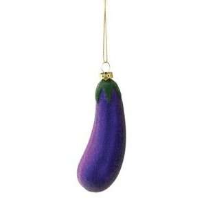  Glass Sugared Eggplant Vegetable Christmas Ornament