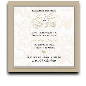  275 Square Wedding Invitations   Taupe Floral Jubilee 