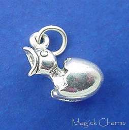Sterling Silver Baby CHICK In EGG 3D Easter Charm  