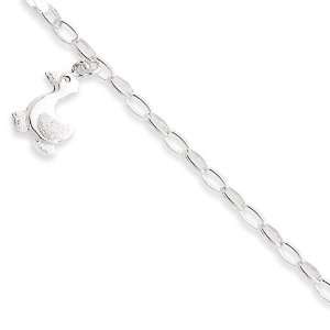   Silver Baby Bracelet w/Dangling Silver Duck Length 6 Jewelry