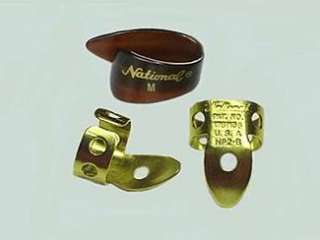 NATIONAL PICK SET Brass Finger Medium Thumb Dobro Banjo  