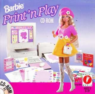 Barbie Print n Play PC CD invitations, decoration, party hats dolls 