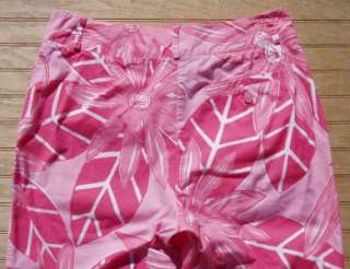 Misses LILLY PULITZER Floral Pink Capri Pants Sz 2  