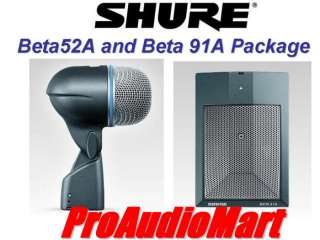 Shure Beta 91a & Beta 52a 52 dynamic kick drum microphone mic pk FREE 