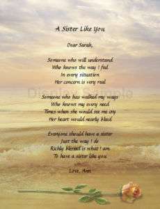 Gift For Sister Personalized Poem For Sister Birthday Gift Idea  