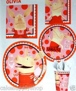 OLIVIA THE PIG NICK JR KIDS BIRTHDAY PARTY SUPPLIES PLATES CUPS 