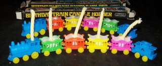 Vtg BIRTHDAY CIRCUS TRAIN CANDLE HOLDER Plastic Cake Topper Candle 