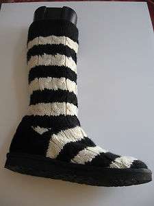NEW UGG CARDY SWEATER KNIT BOOTS BLACK STRIPE IN THE BOX  
