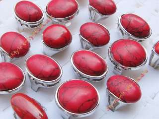   lots 25 red bloodstone natural stone silver rings. natural stone rings