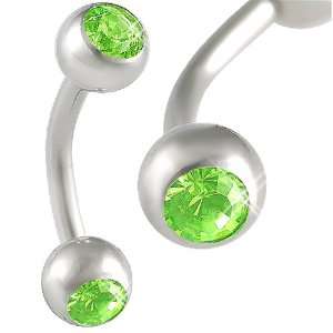   rings earrings curved curve barbell crystal Peridot ball jewellery