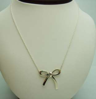 Tiffany & Co. 925 Sterling Silver BOW Pendent Necklace    