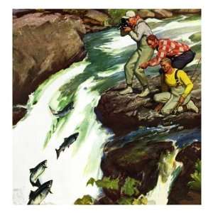  Salmon Running Upstream, May 17, 1952 Premium Giclee 