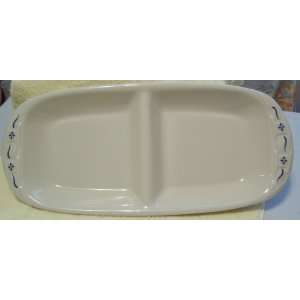  Longaberger Pottery Divided Platter 