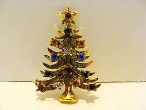 Eisenberg Ice Rhinestone Christmas Tree Pin Brooch  