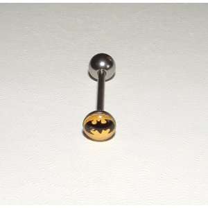  Round Yellow Batman Tongue Ring 316L Surgical Steel Body 