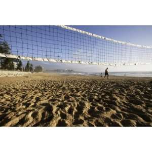  Person Jogging Near Volleyball Net on Manly Beach, Early 