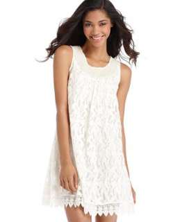 Angie Dress, Sleeveless Scoop Neck Beaded Lace A Line