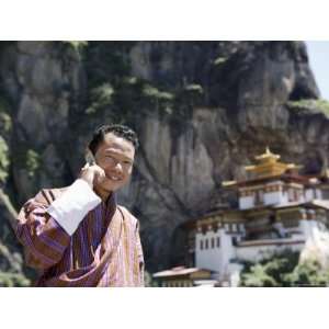  Bhutanese Man with Cell Phone, Taktshang Goemba (Tigers 