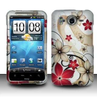  HTC Inspire 4G AT&T Cell Phone Red Flowers Texture Snap On Hard Case 