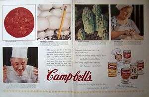 1955 Campbells Tomato Soup Juice Pork & Beans 2 Pg Ad  